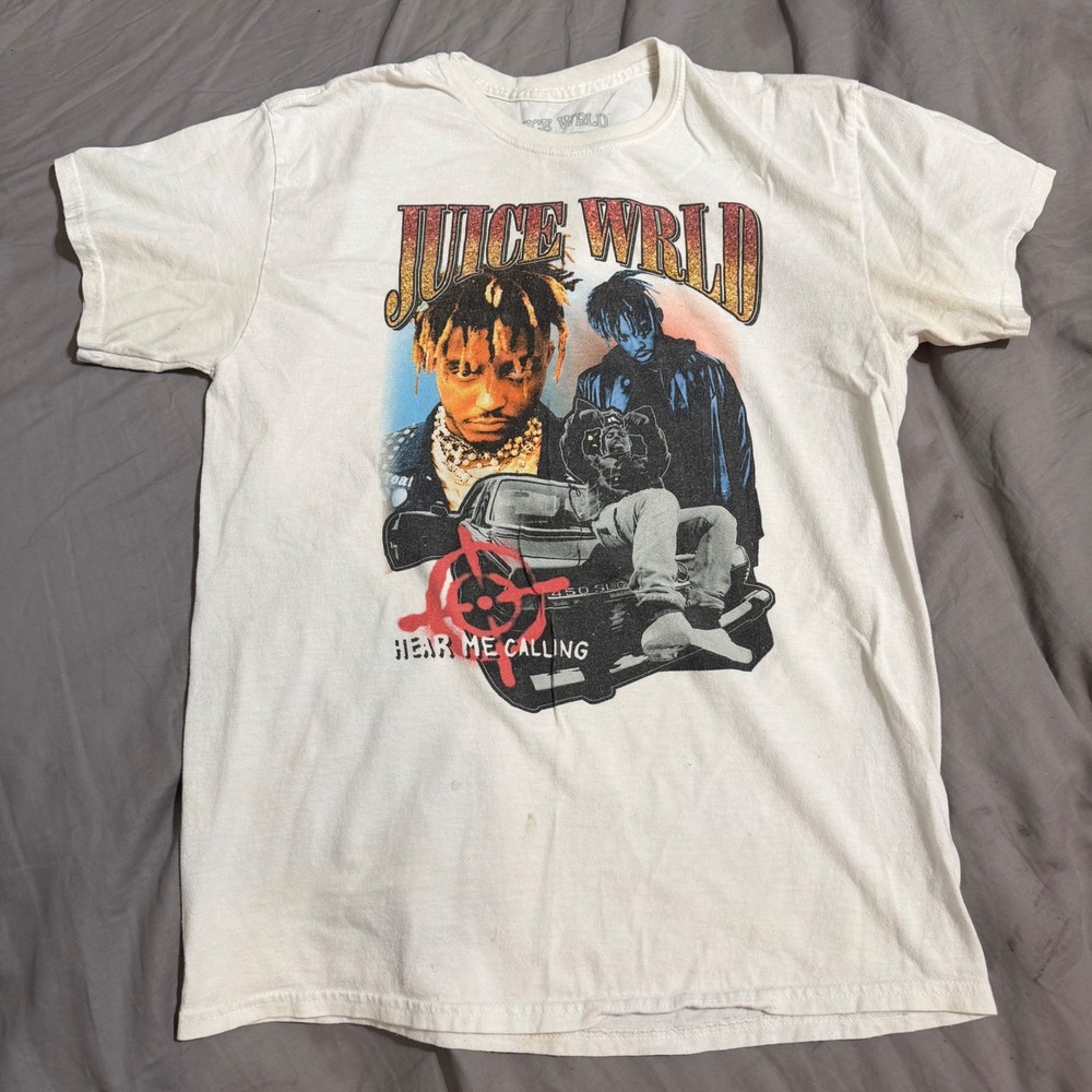 Juice WRLD Hear Me Calling Graphic T-Shirt Mens Medium White Goodie Two Sleeves